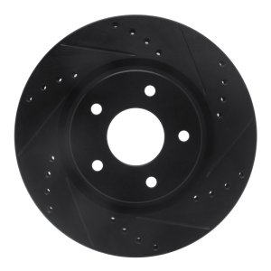 Nissan Rogue Brake Rotor (1) - Front Right - R1 Concepts - Drilled & Slotted - Black - `14-`23